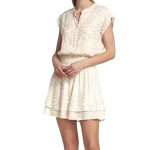 Rails Angelina Tan Abstract Tiger Print Linen Blend Mini Dress Womens Large